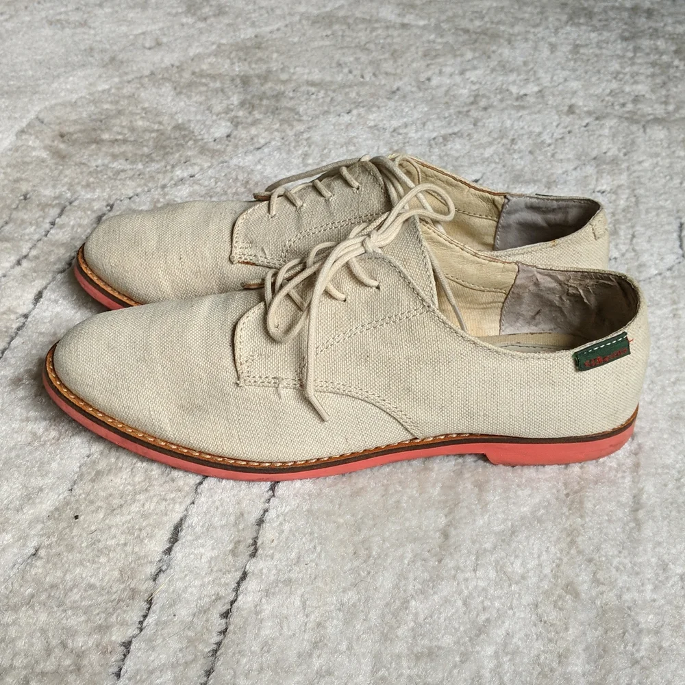GH Bass & Co beige textile upper oxford shoes size 8.5 - Picture 3 of 15